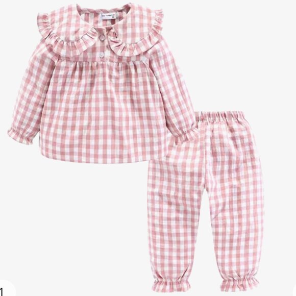 Mud Kingdom NWT / NWOT Girls Pink Gingham Check Pajamas Sisters Gift - Picture 1 of 14